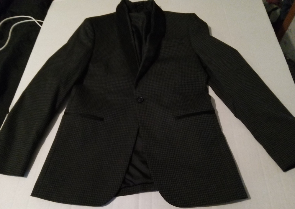 J. Ferrar Mens Size 38 Black One Button Sport Coat
